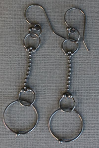 Handmade balled fine silver earrings.