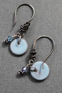Handemade Hot Dipped Blue Enamel Earrings